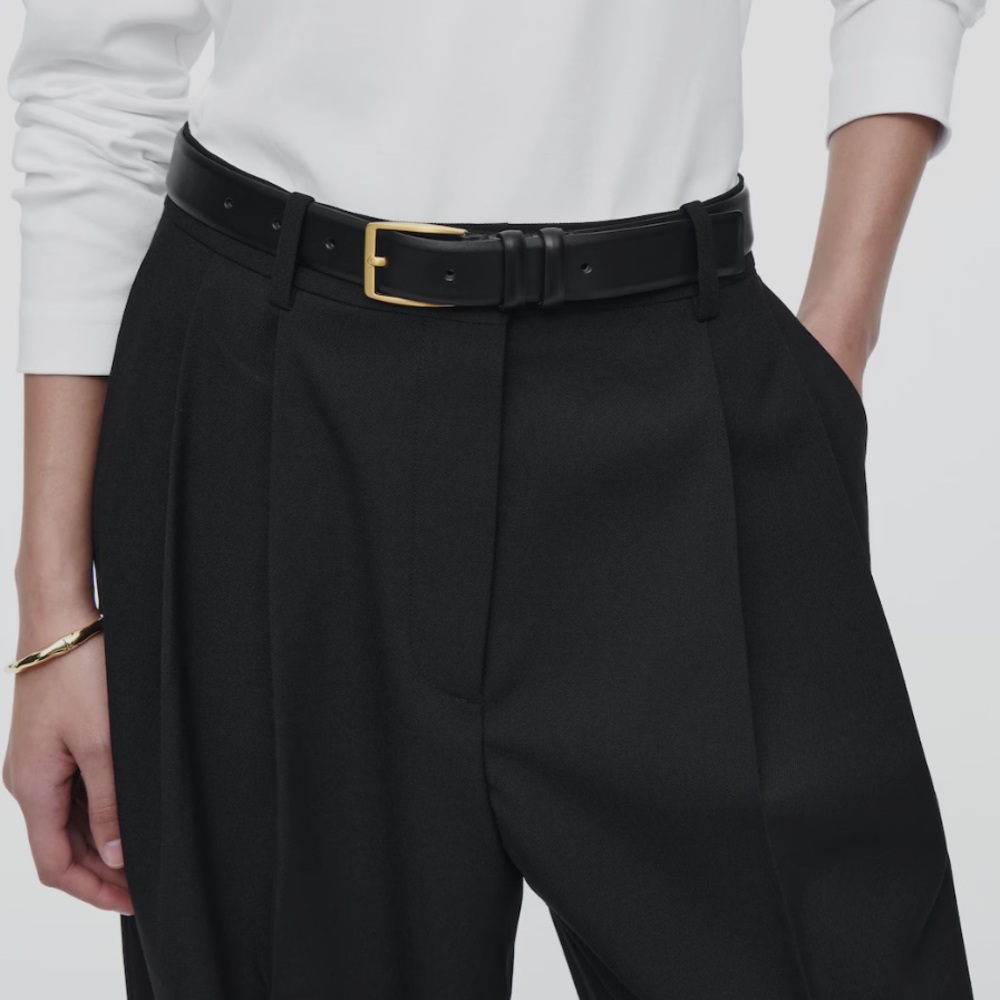 Women’s COS Black Leather Belt Size L